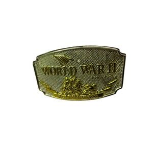 Vintage 1992 DII World War II Remembered Iwo Jima Belt Buckle Gold Silver Tone